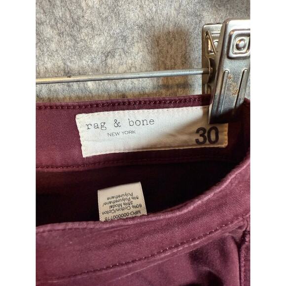 Rag & Bone Womens Maroon High Rise Ankle Skinny Jeans Stretch Size 30 - Picture 6 of 11